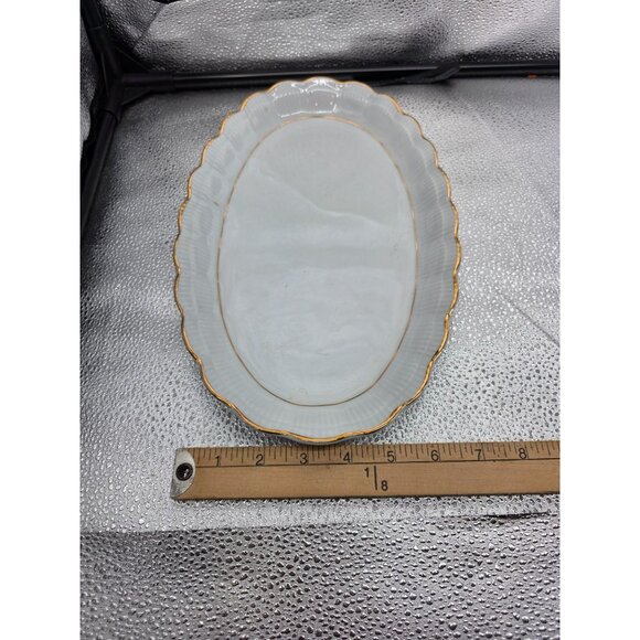 Walbrzych Empire Oval Serving Platter With Gold Trim 13" × 8" Made In Poland - Picture 3 of 5